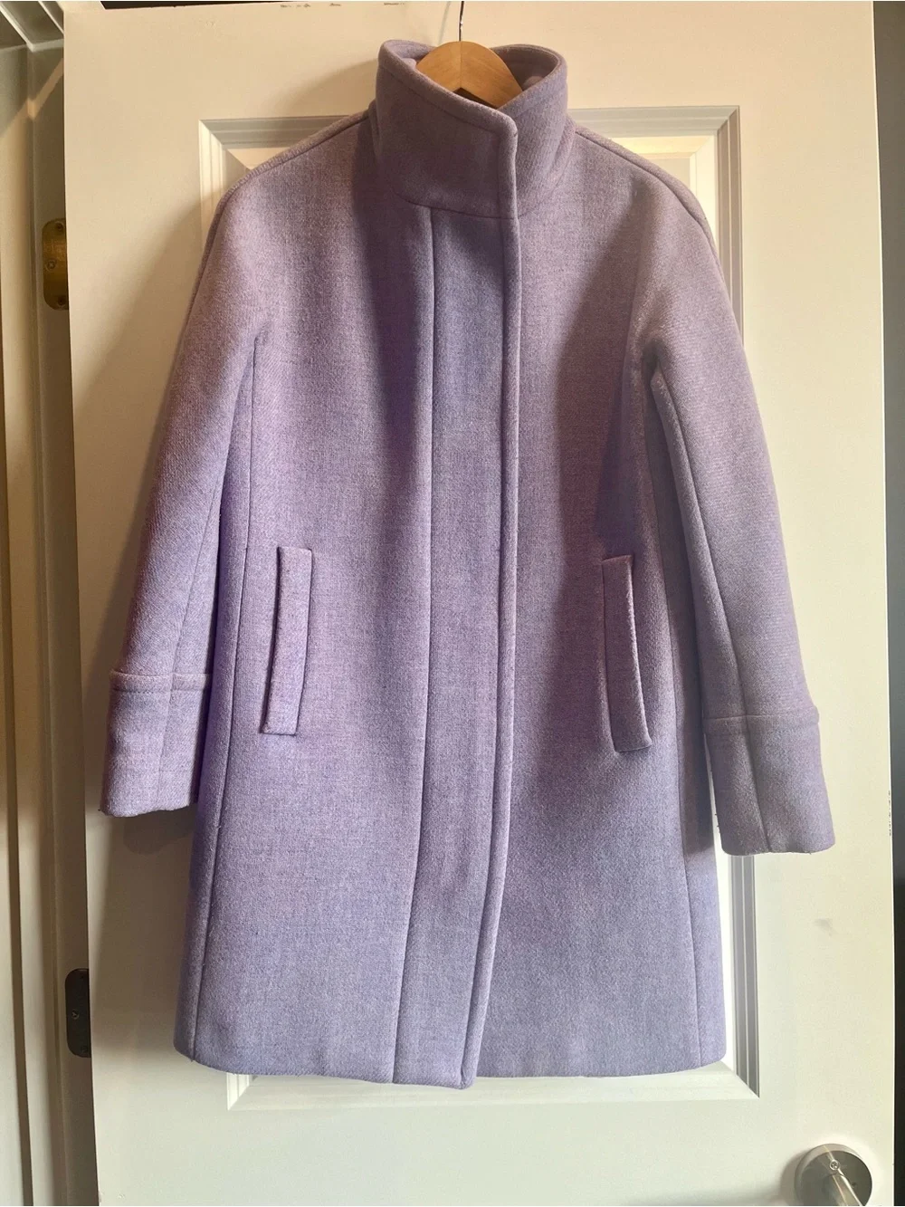J. Crew Lavender Wool-Blend Stand Collar Pea Coat - Picture 1 of 13